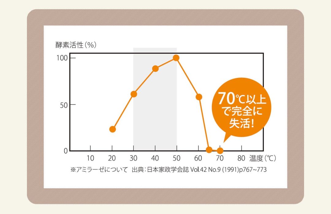 加熱調理された食品からは酵素を取ることはできません。