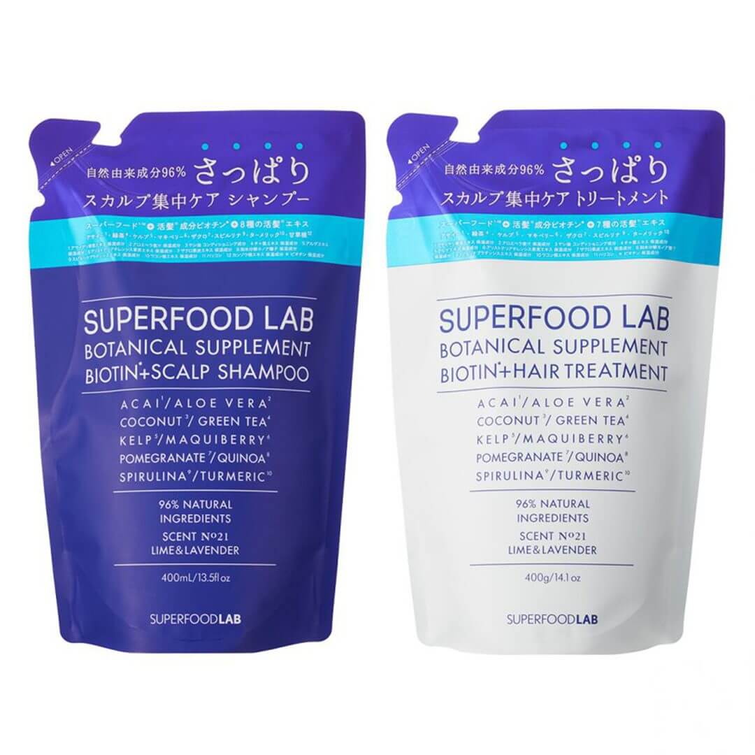 【詰替えセット】SUPERFOODLAB BIOTIN+SCALPSHAMPOO&TREATMENTさっぱりタイプ リフィルセット
