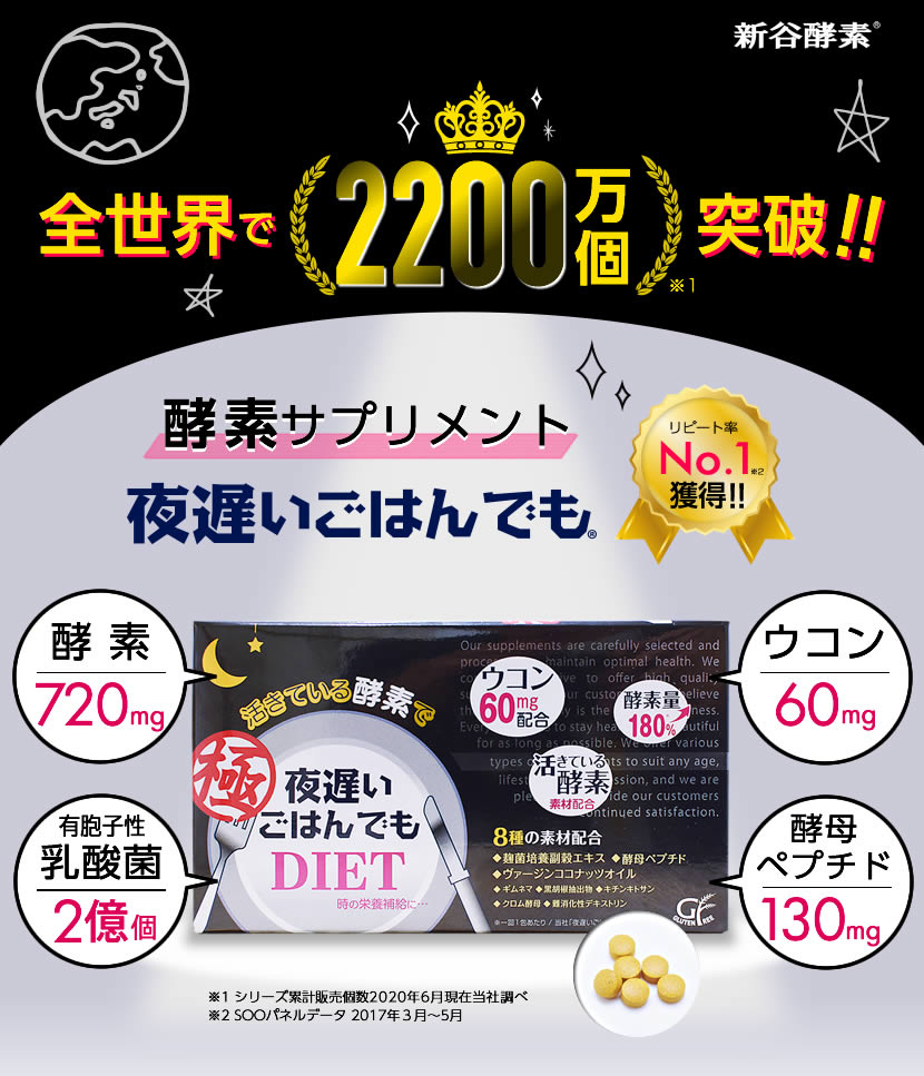 新品未開封になります新谷酵素活きている酵素 夜遅いごはんでもDIET 45回分 X5。箱なし